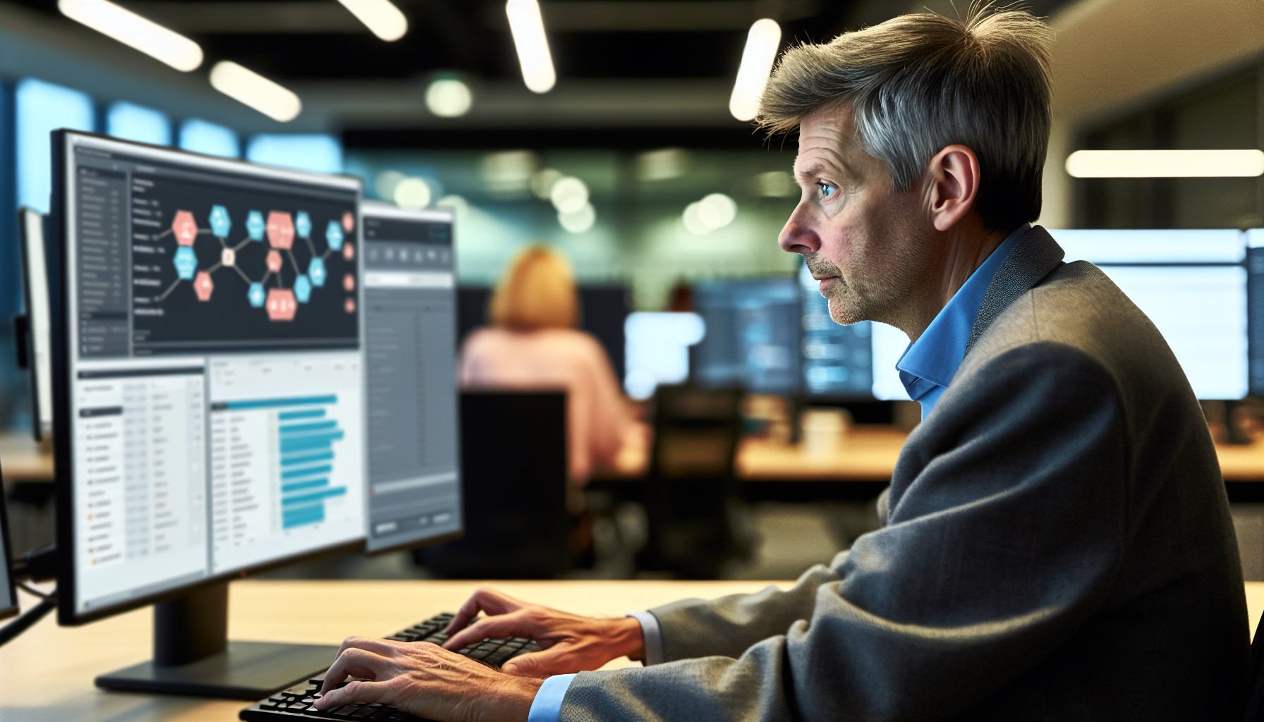 Photo of a person using program management software