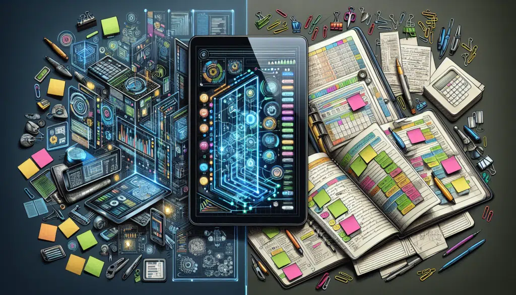 Illustration of modern digital and physical project planners