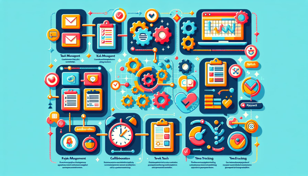 An infographic illustrating key features of project management software.